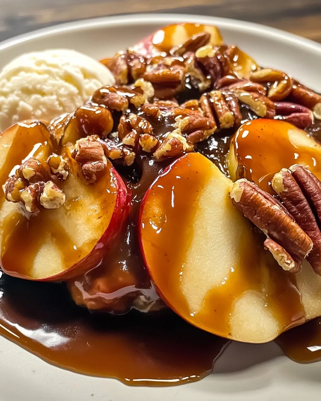 Blühende Gegrillte Äpfel mit Karamell und Nüssen