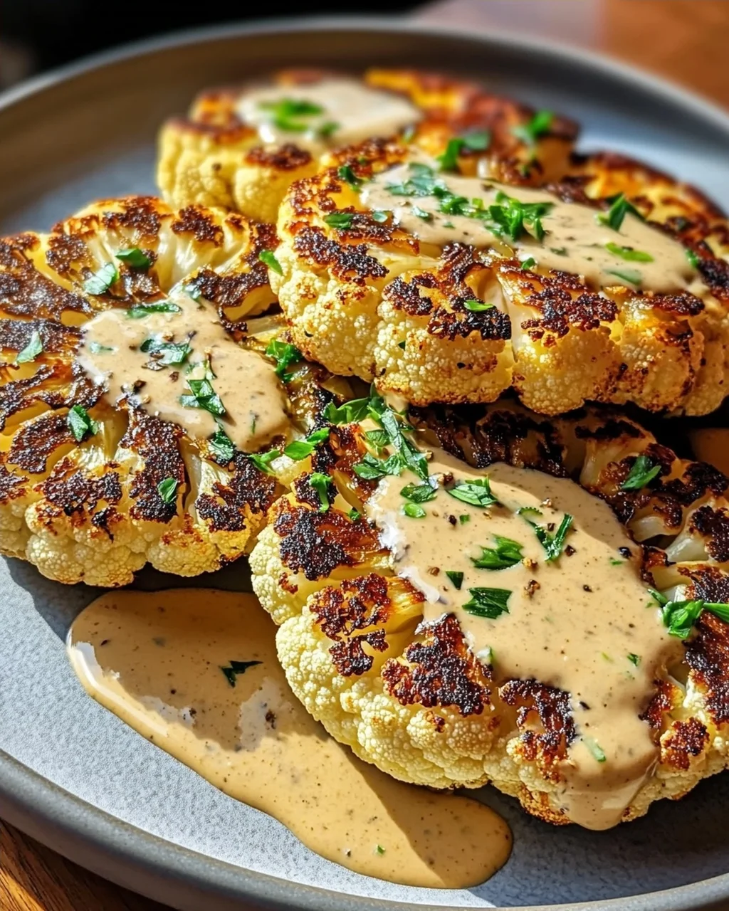 Blumenkohlsteak mit Pfefferrahmsauce