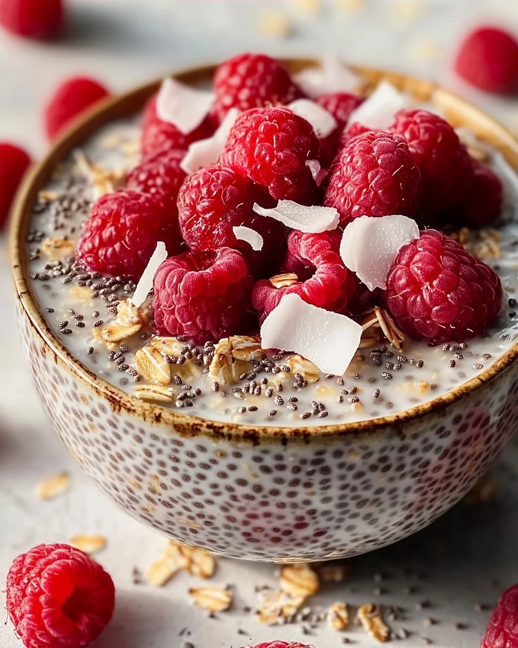 Chia Overnight Oats mit Himbeeren