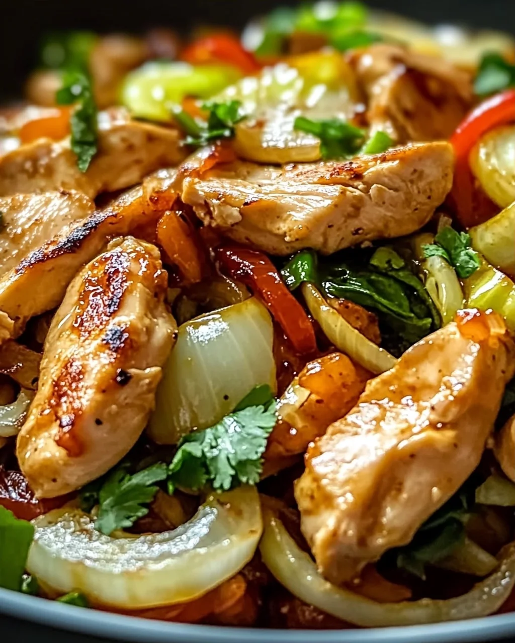 Chinesische Hähnchenpfanne mit Spitzkohl und Zwiebeln genießen!