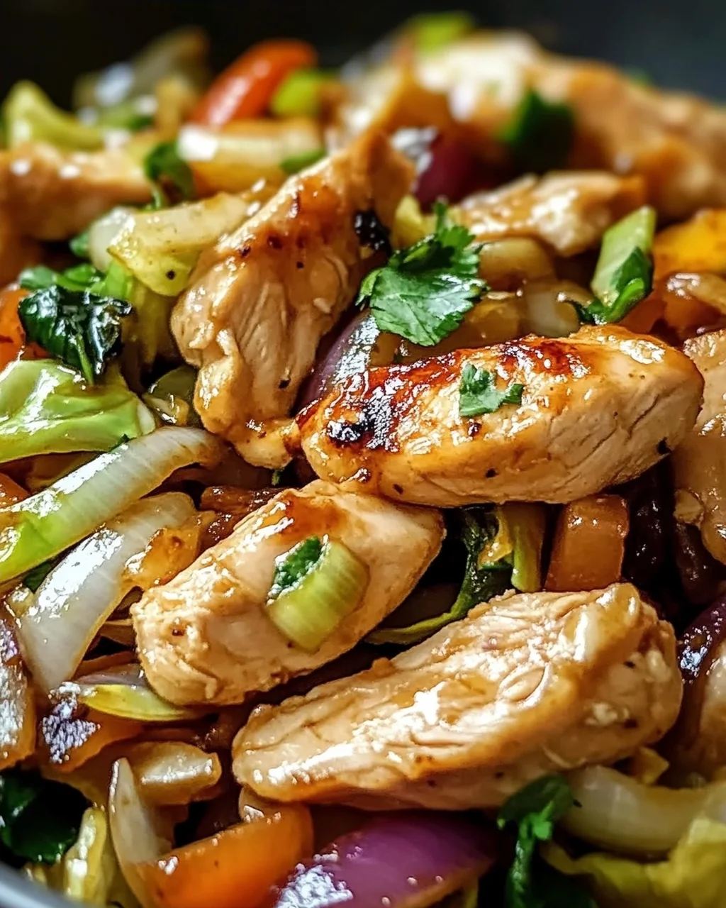 Chinesische Hähnchenpfanne mit Spitzkohl und Zwiebeln genießen!