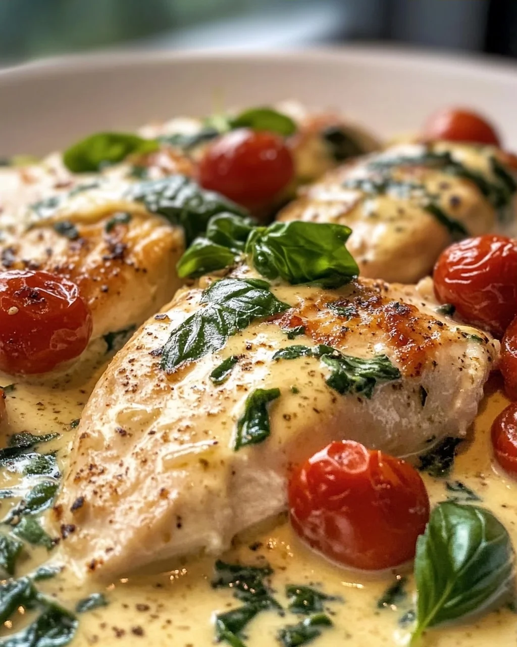 Creamy Tuscan Chicken with Basil and Cream Sauce