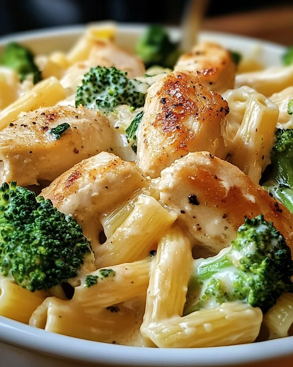 Cremige Hähnchen-Brokkoli-Alfredo Pasta