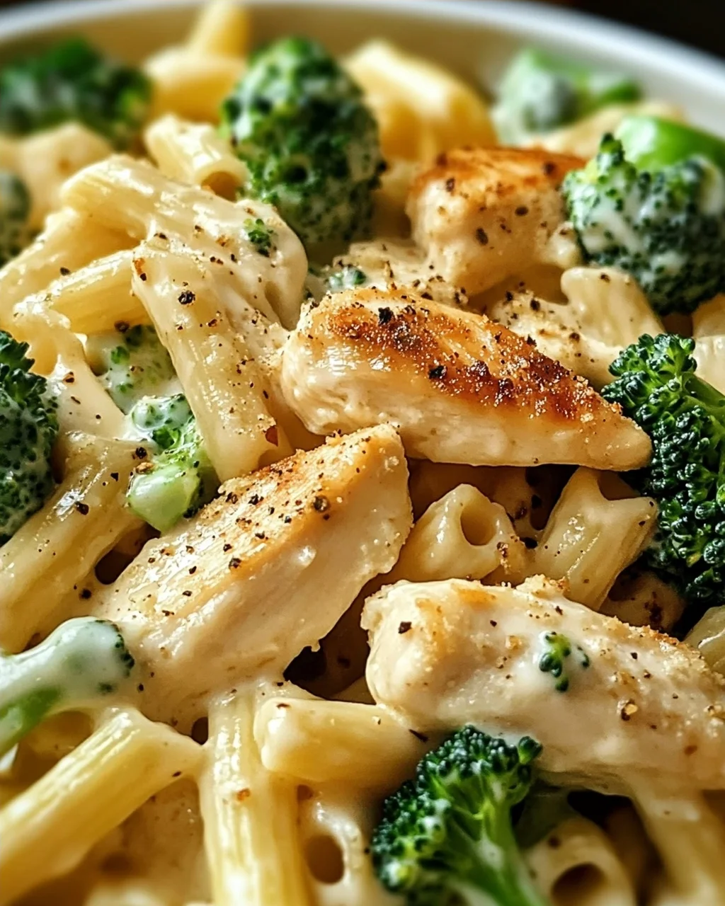 Cremige Hähnchen-Brokkoli-Alfredo Pasta