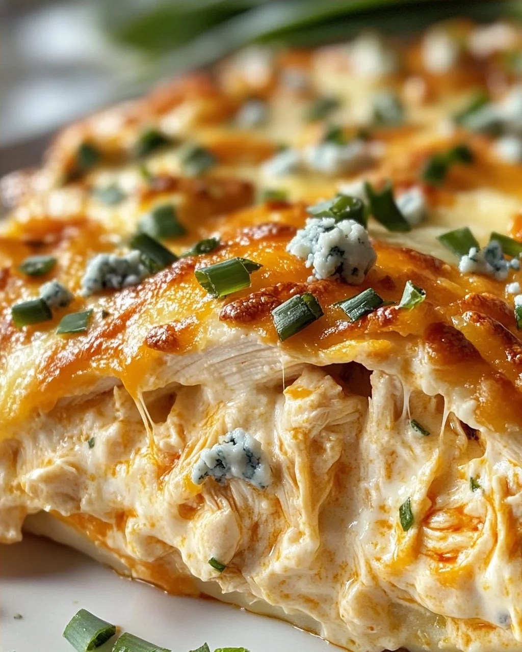 Cremiger Buffalo Hähnchen Käse Auflauf – Einfach & Lecker!