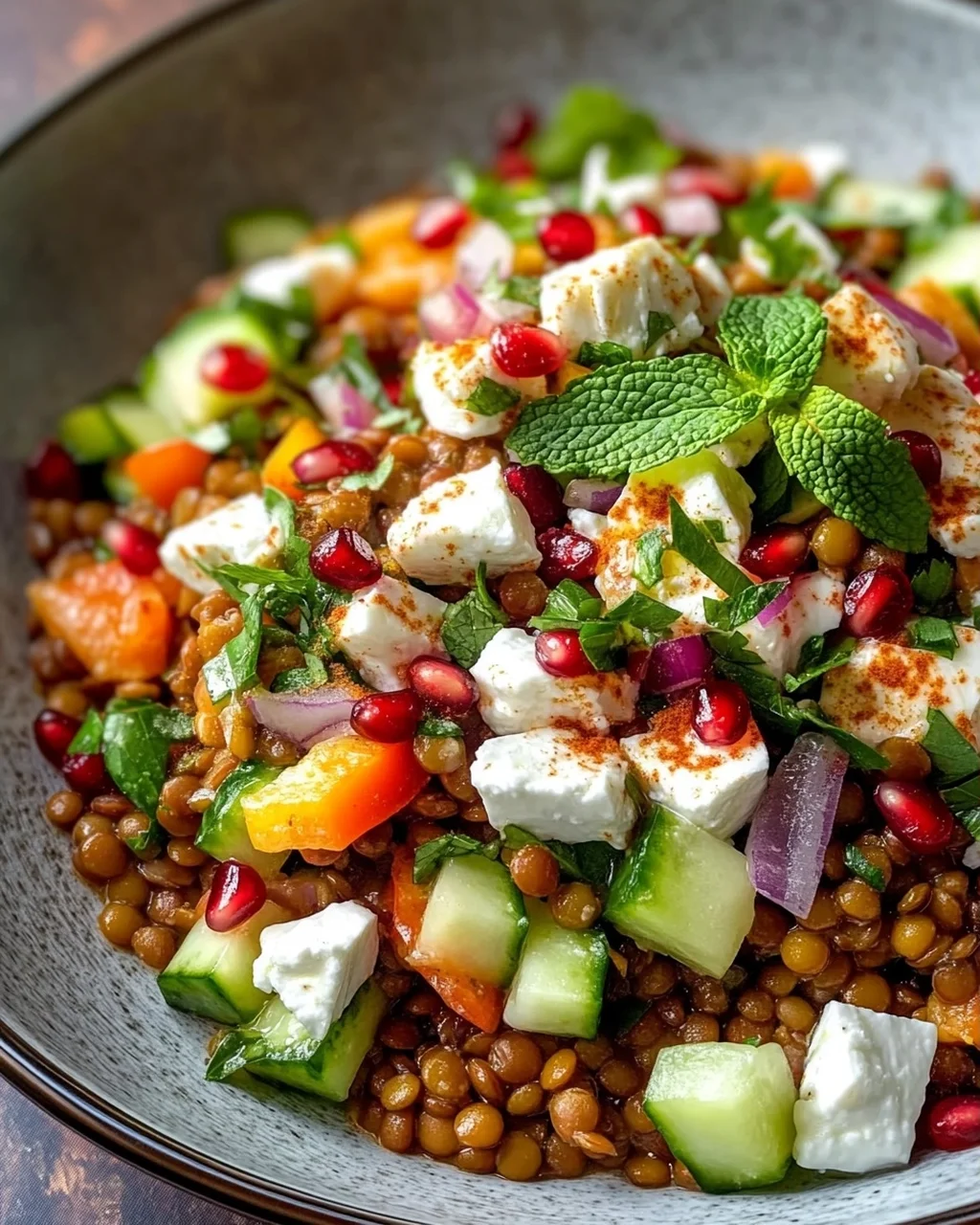 Cremiger Orientalischer Linsensalat Feta