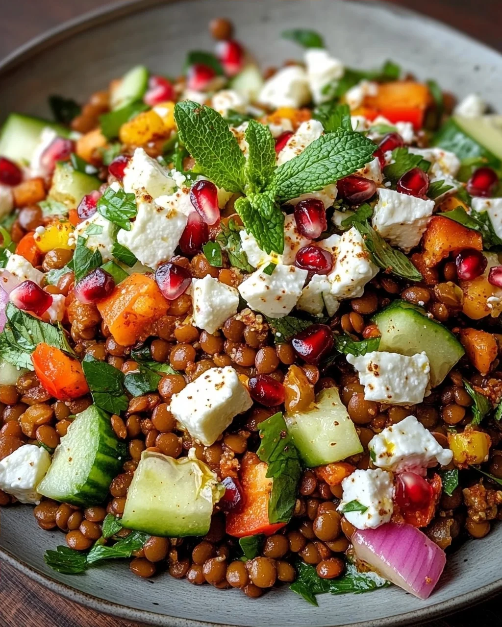 Cremiger Orientalischer Linsensalat Feta