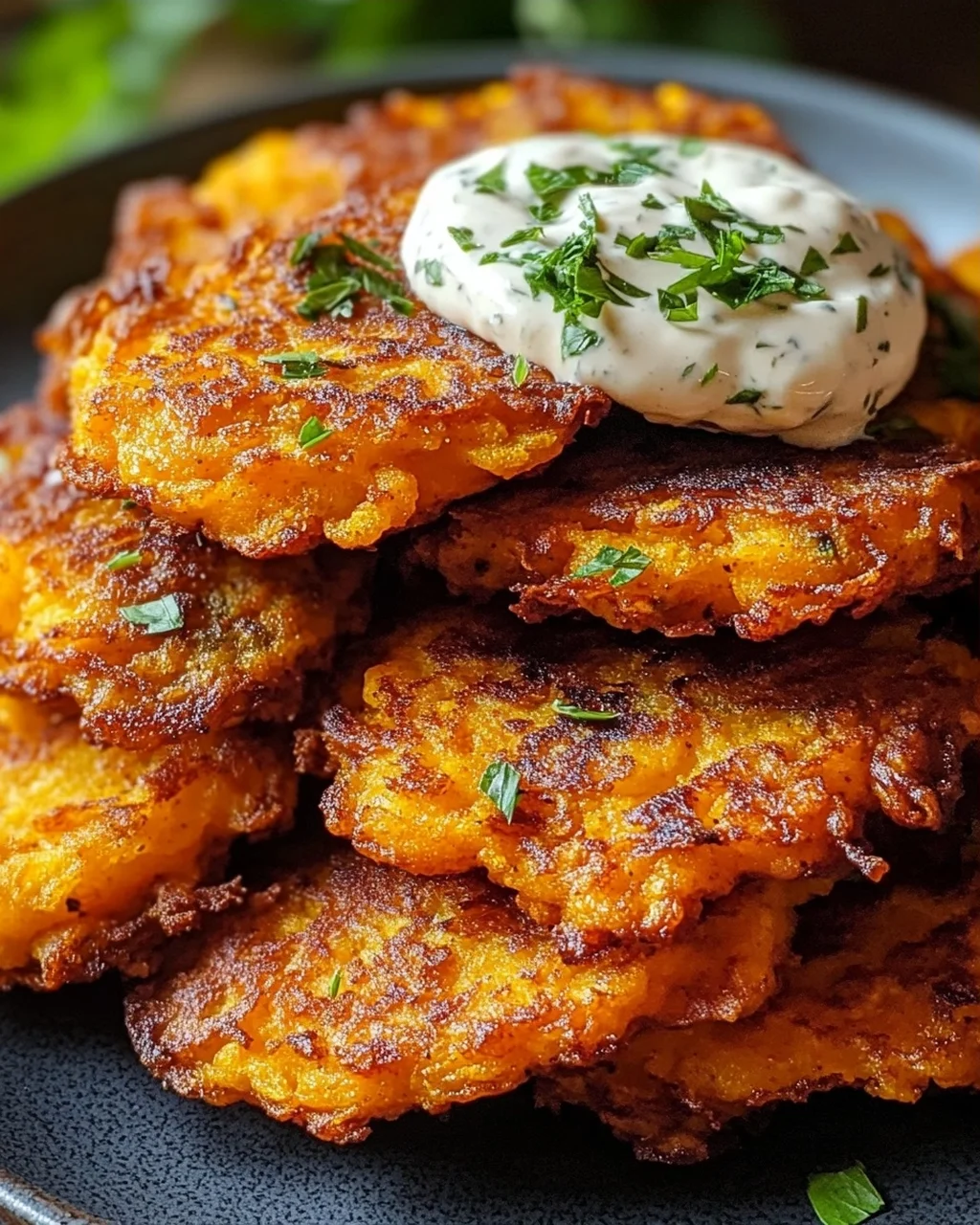 Crispy Butternut Squash Fritters mit Knoblauchdip Rezept