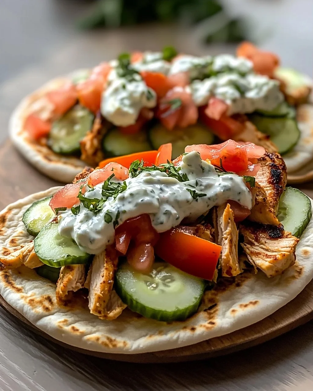 Crockpot Griechische Hähnchen-Pitas mit Tzatziki Rezept