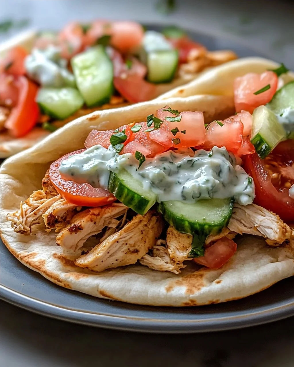 Crockpot Griechische Hähnchen-Pitas mit Tzatziki Rezept