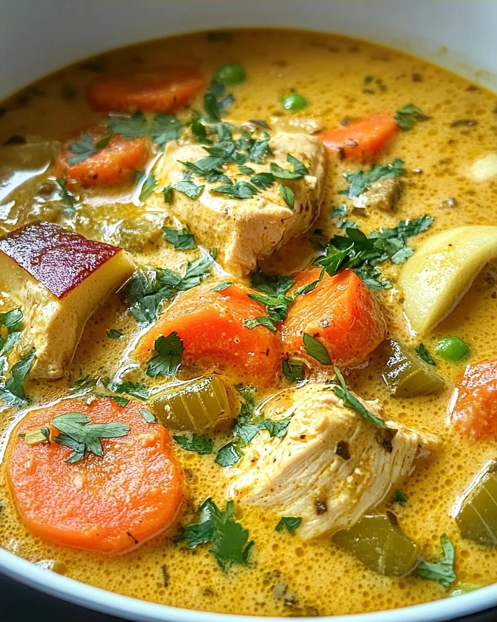 Currysuppe mit Hähnchen