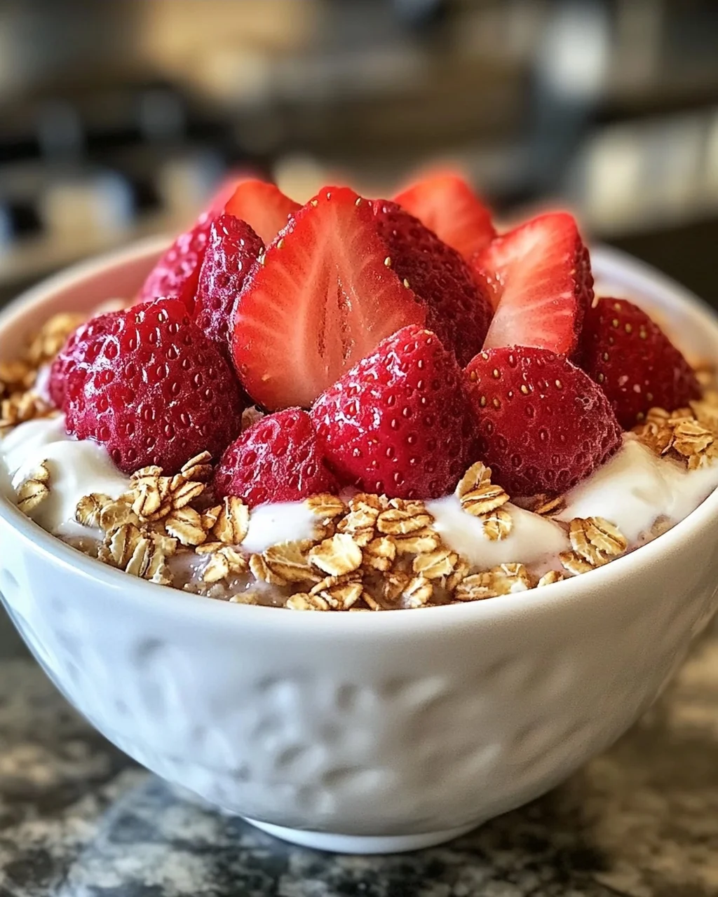Erdbeeren und Sahne Übernacht-Haferflocken Genuss