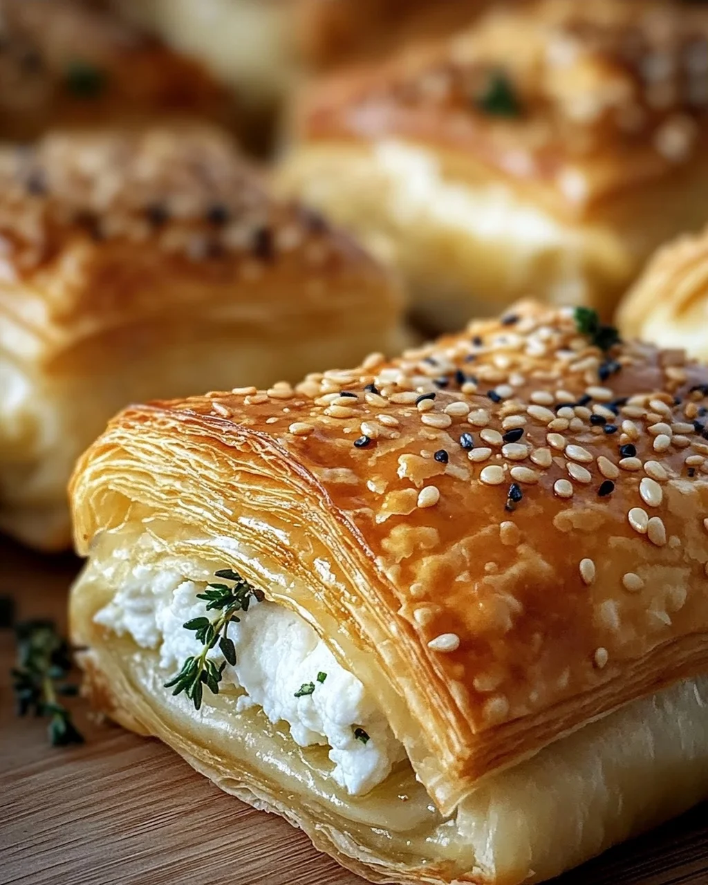 Feta im Blätterteig mit Sesam und Thymian