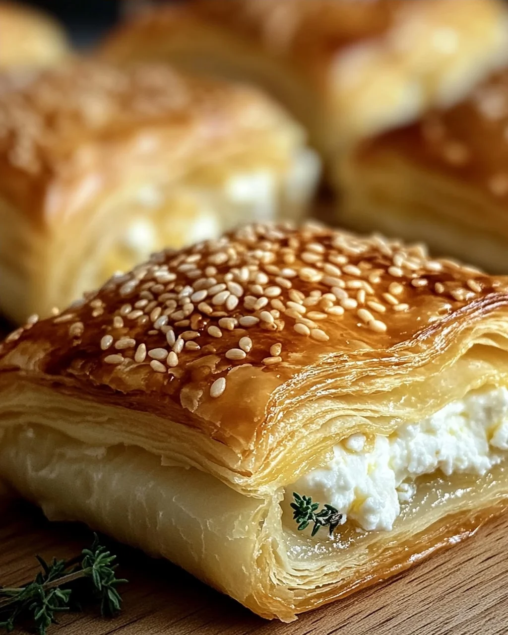 Feta im Blätterteig mit Sesam und Thymian