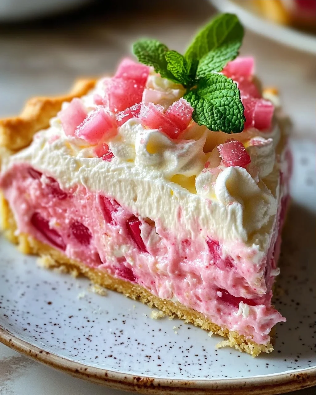 Fluffy Rhubarb Sour Cream Cake with Shortcrust Pastry Recipe
