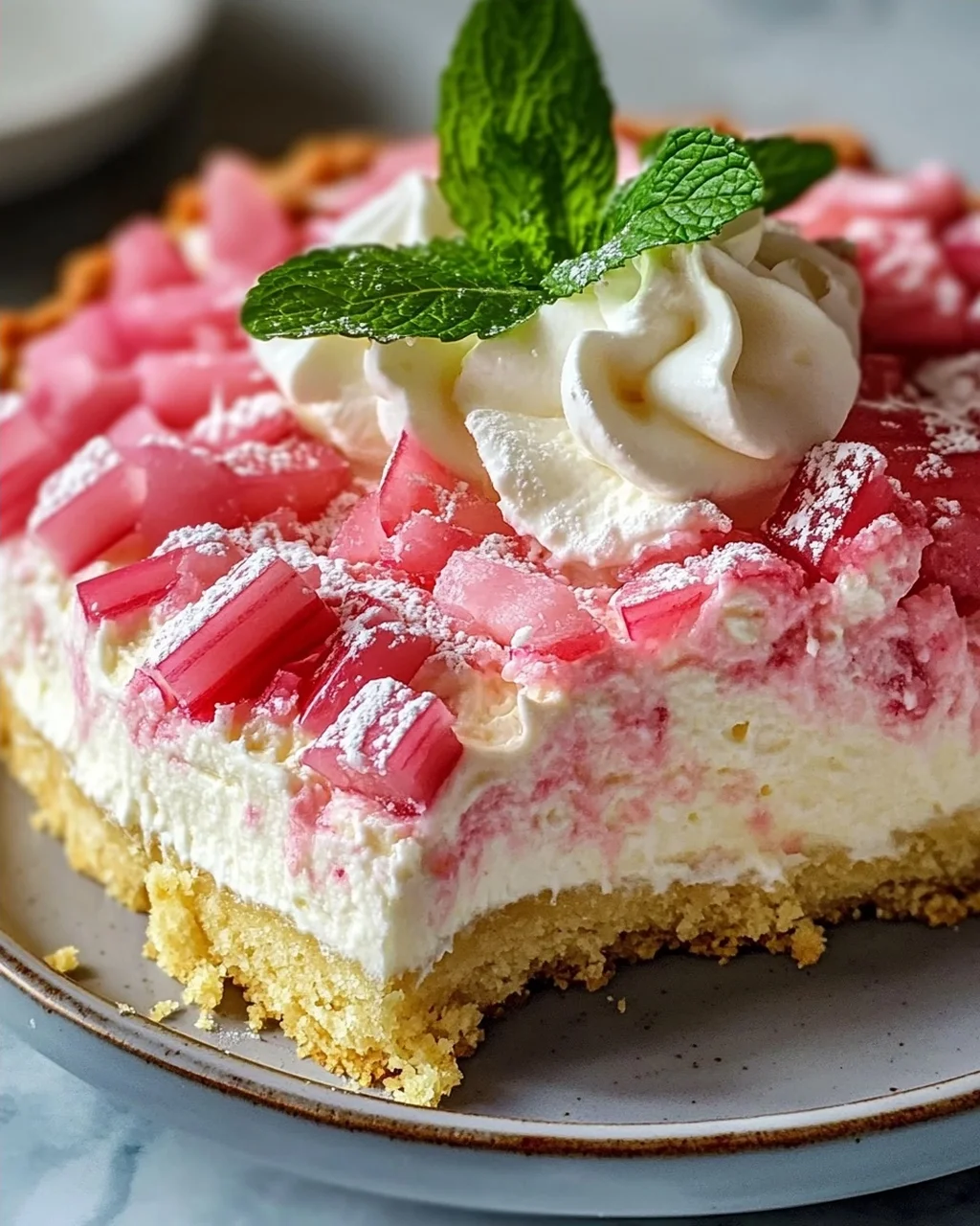 Fluffy Rhubarb Sour Cream Cake with Shortcrust Pastry Recipe