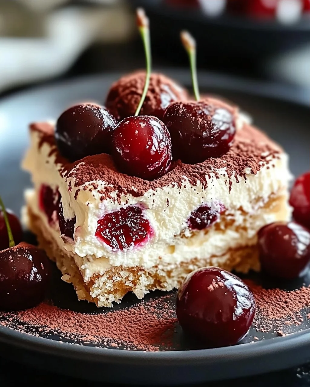 Fruchtiges Kirsch-Tiramisu mit Amaretto-Geschmack (alkoholfrei)