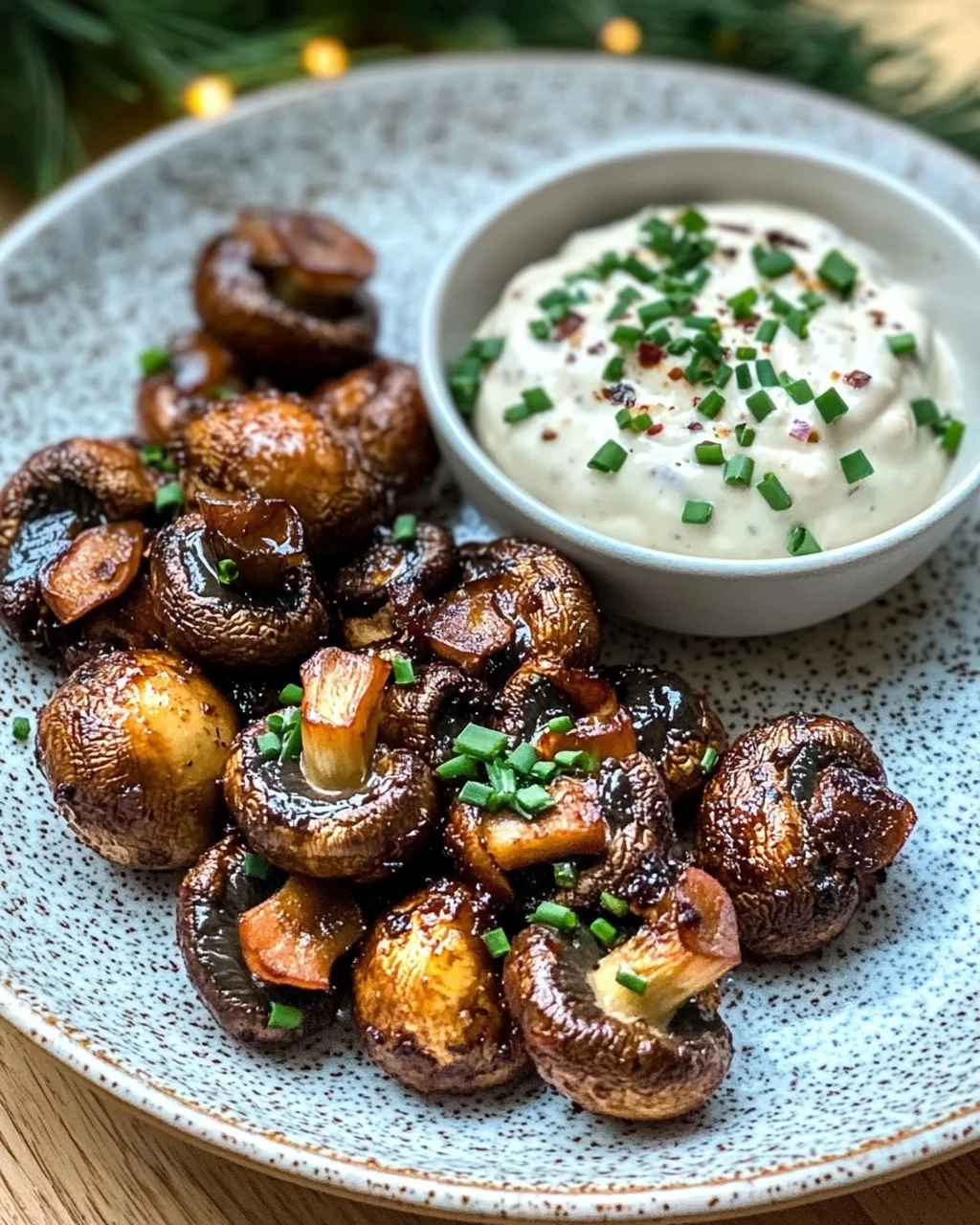 Gebratene Champignons mit Knoblauchdip (Rezept wie vom Weihnachtsmarkt)