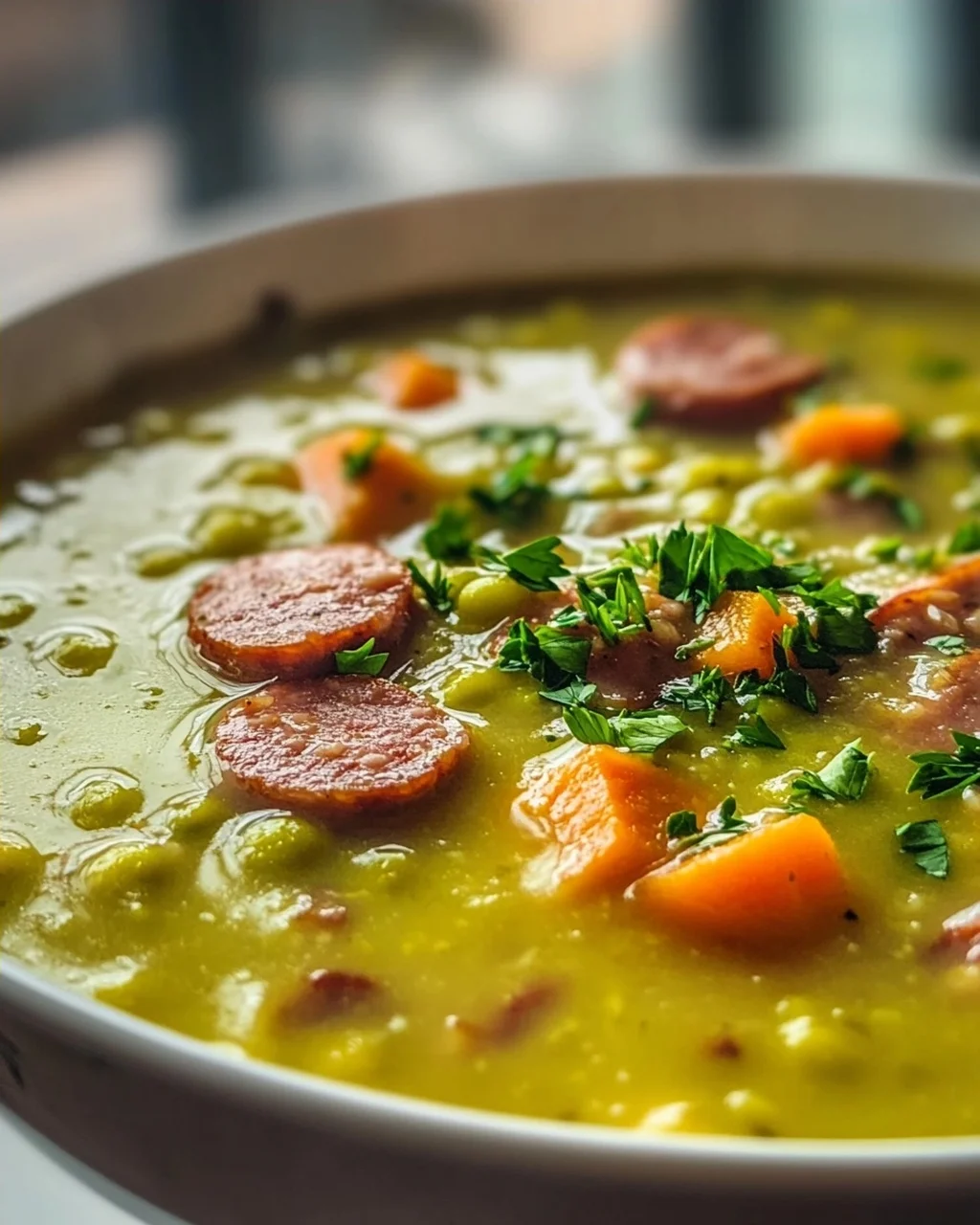 German Split Pea Soup With Smoked Sausage – Hearty Recipe!