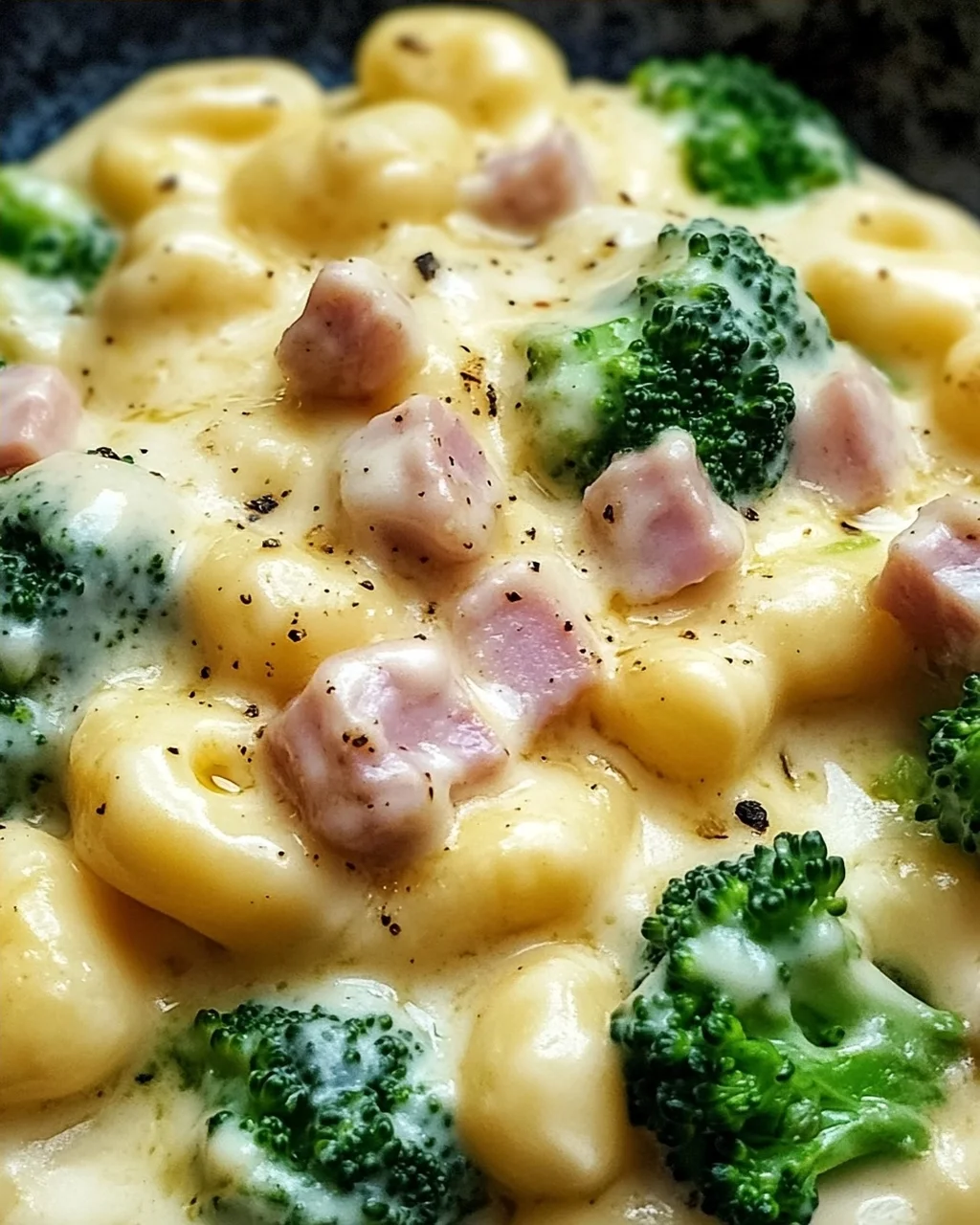 Gnocchi mit Brokkoli und Schinken in cremiger Käsesoße