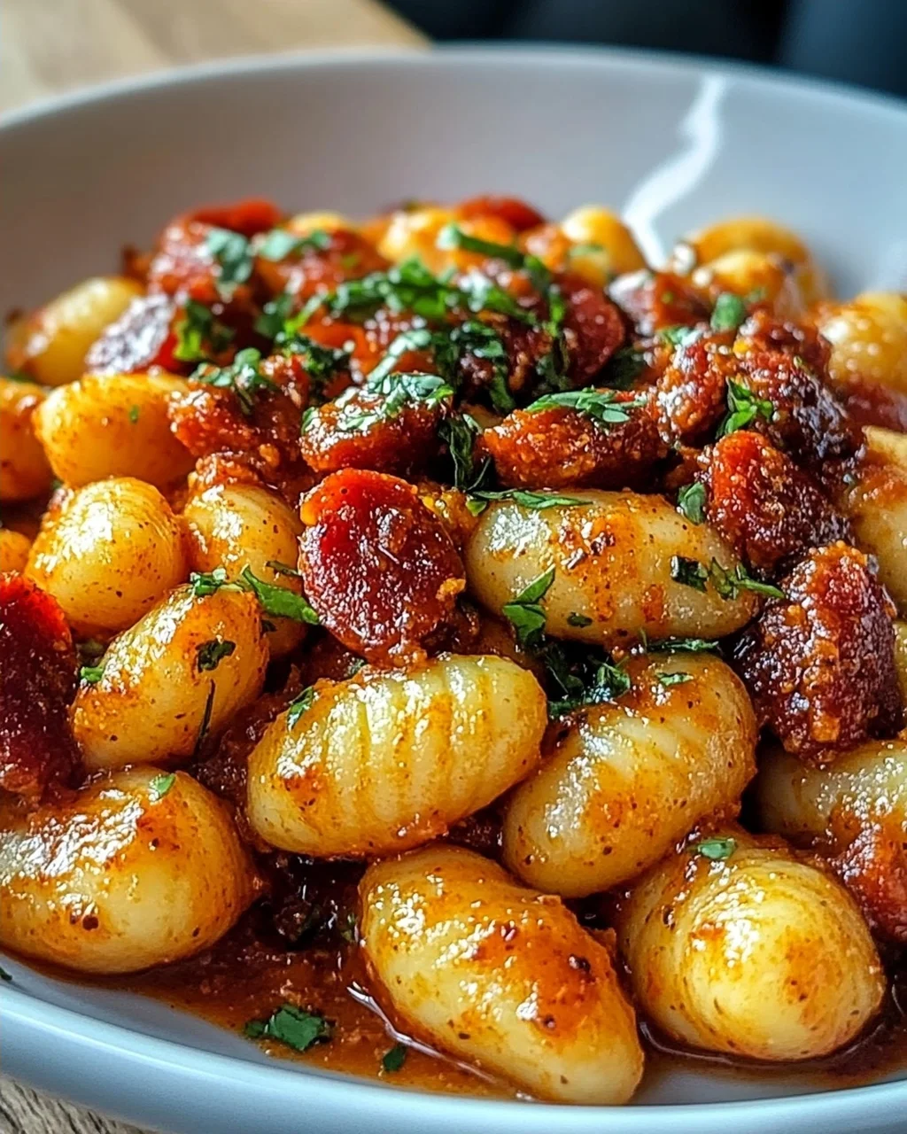 Gnocchi mit Chorizo und cremiger Harissa-Sauce