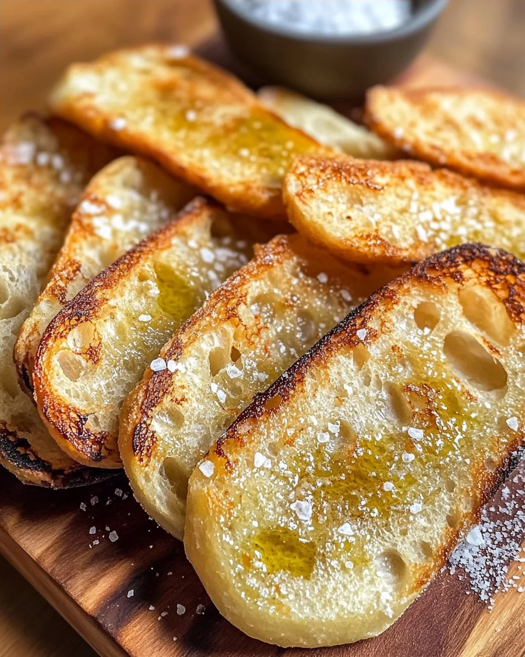 Grillbrot mit Olivenöl und Meersalz