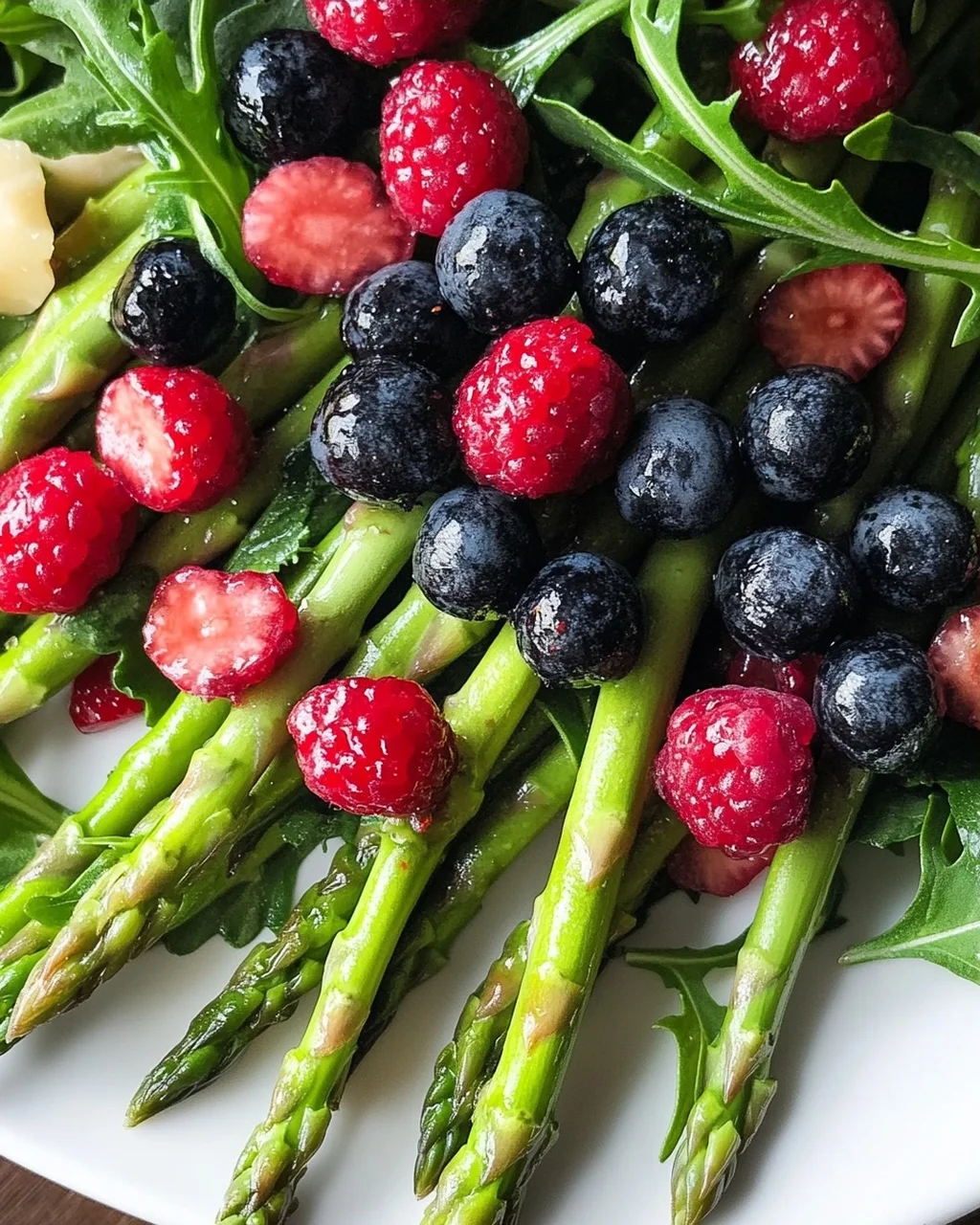 Grüner Spargel Salat Mit Erdnon-alcoholic beeren & Rucola