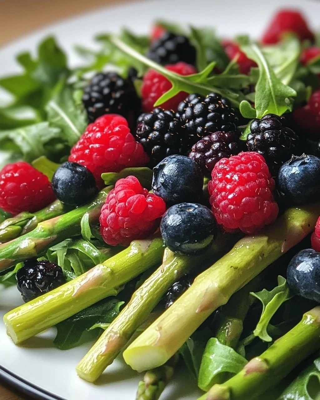 Grüner Spargel Salat Mit Erdnon-alcoholic beeren & Rucola