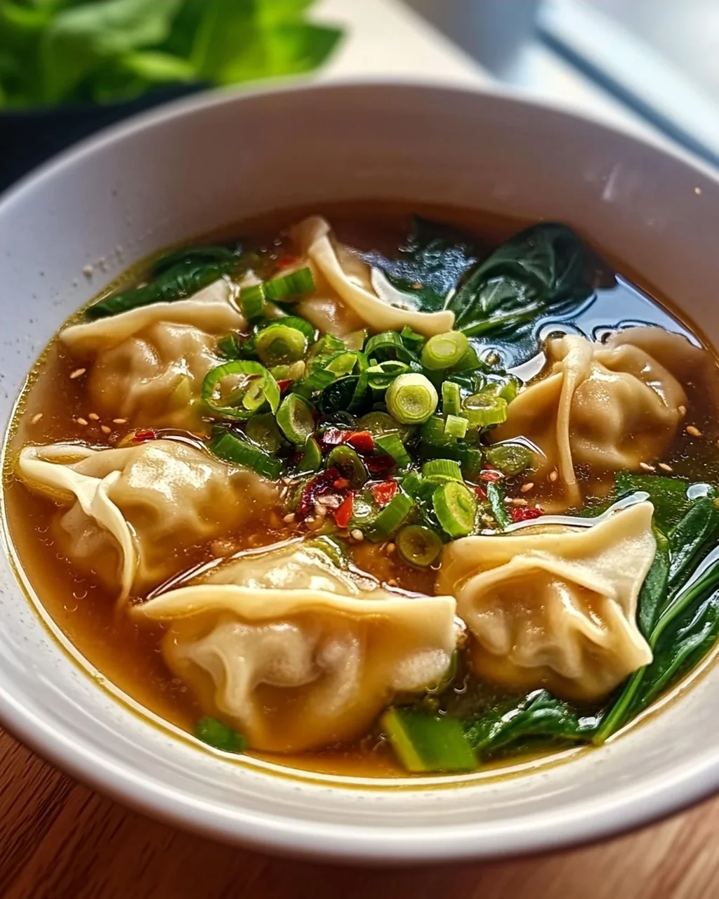Hähnchen Ingwer Wonton Suppe: Herzhaft & Lecker mit Pak Choi!