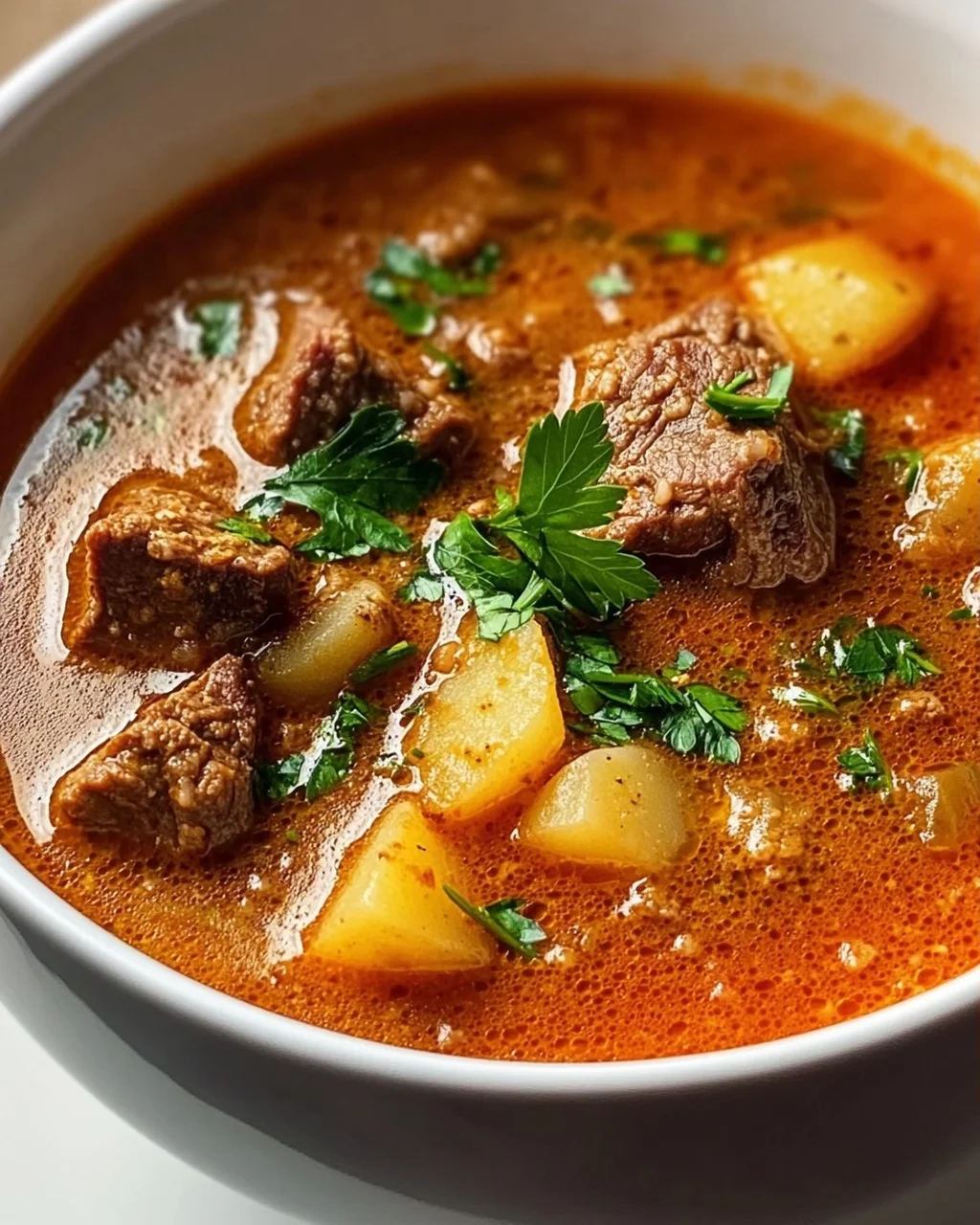 Herzhafte serbische Reisfleischsuppe