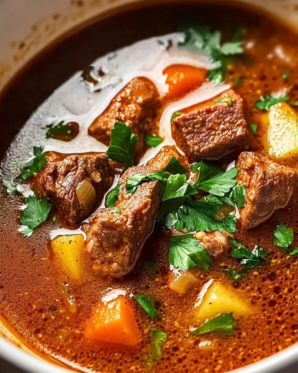 Herzhafte serbische Reisfleischsuppe