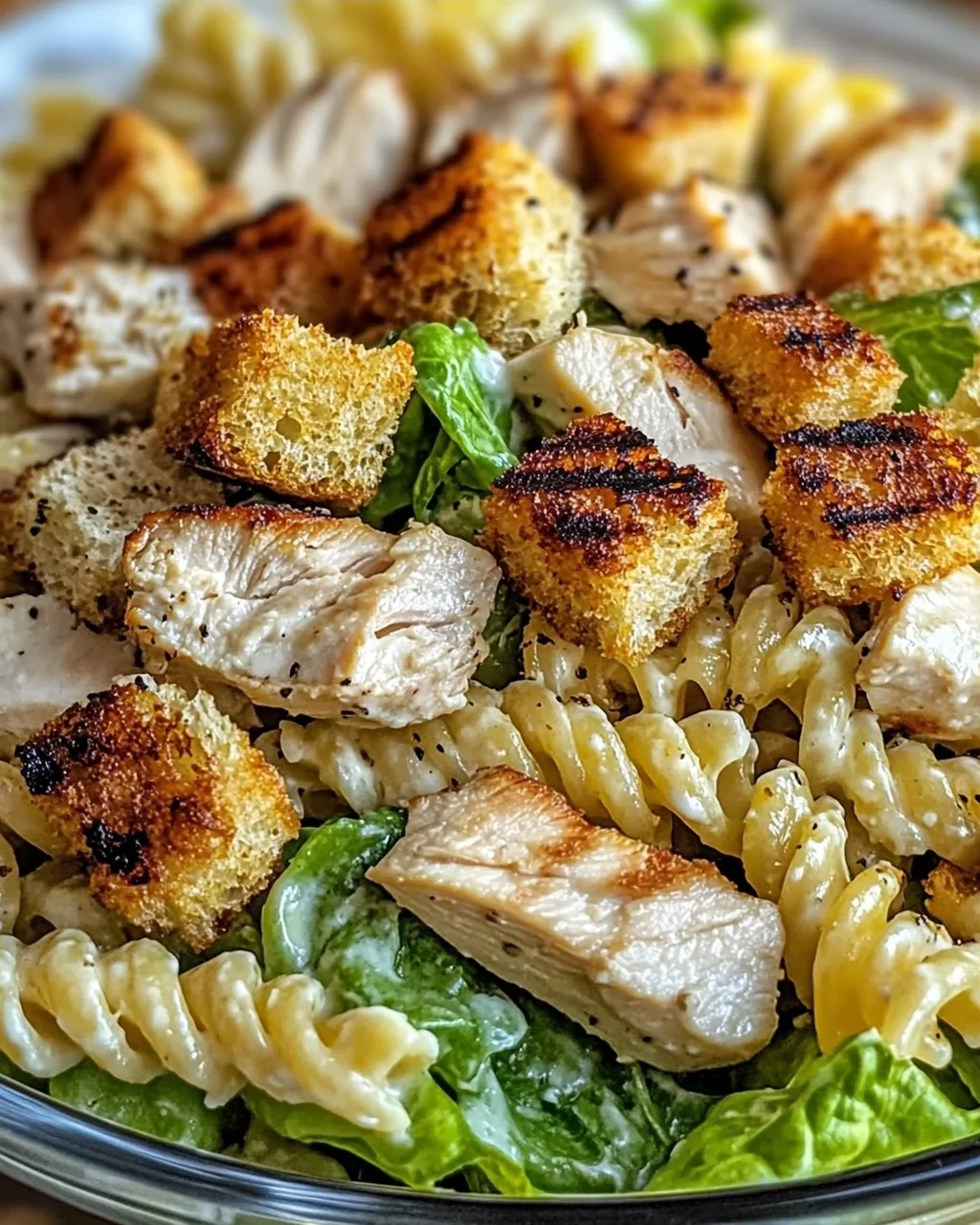 Hühnchen Caesar Pasta Salat für jeden Tag