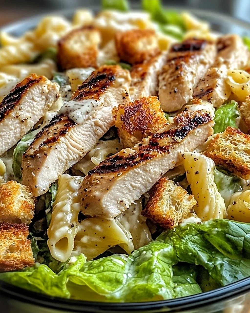 Hühnchen Caesar Pasta Salat für jeden Tag
