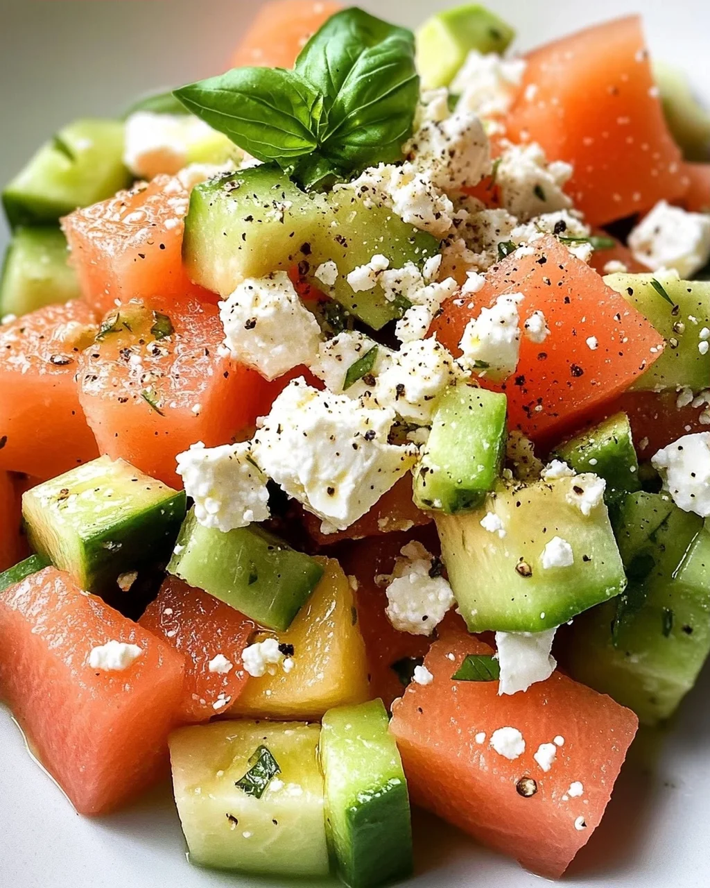 Melonen Feta Salat mit Avocado