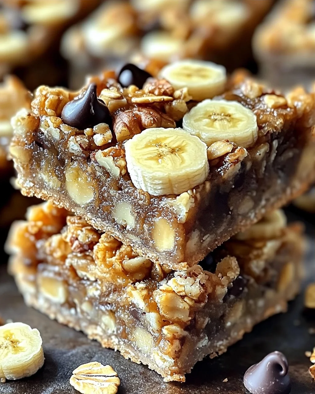 Nussige Bananen Hafer Riegel