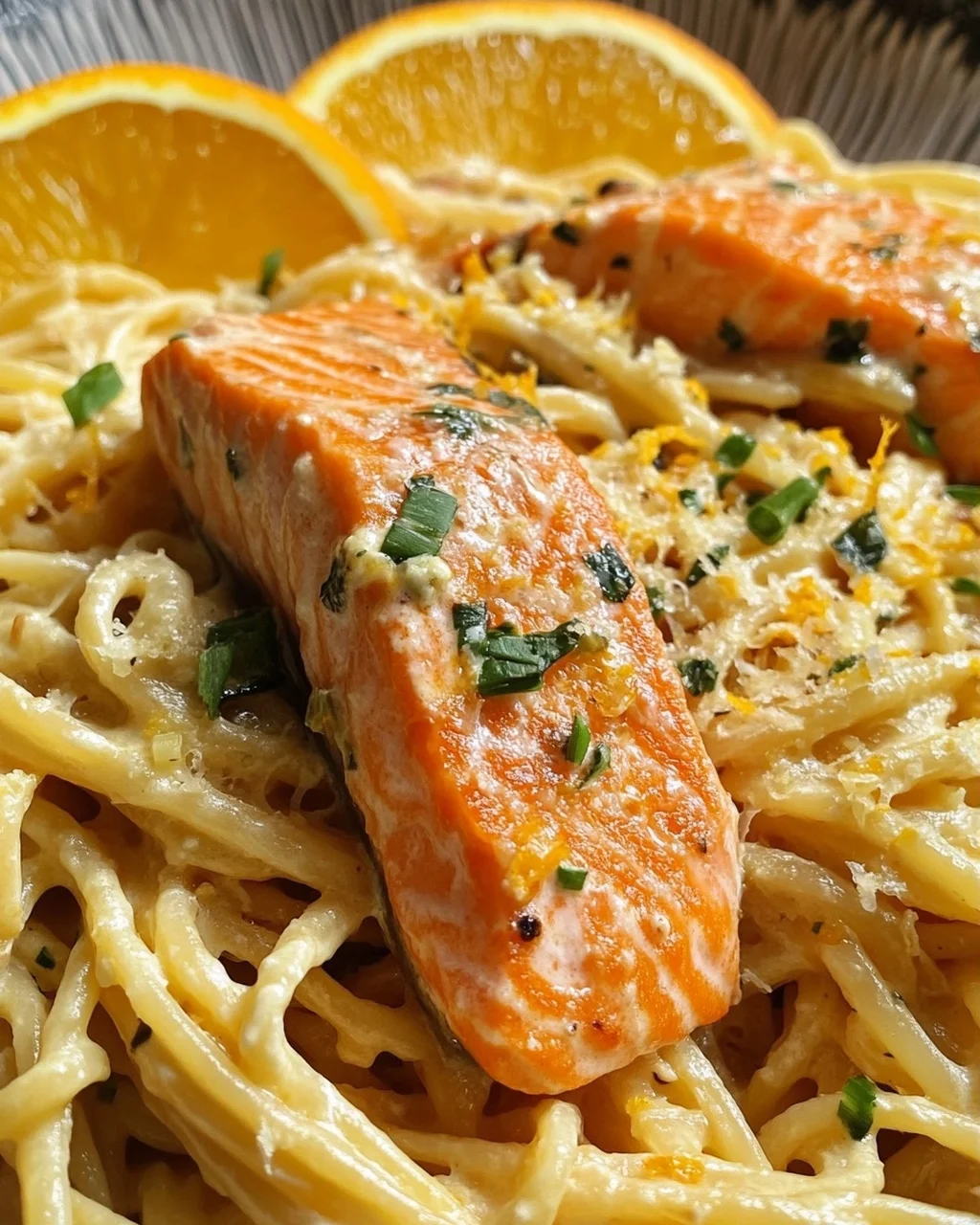 Orangen Lachs Pasta