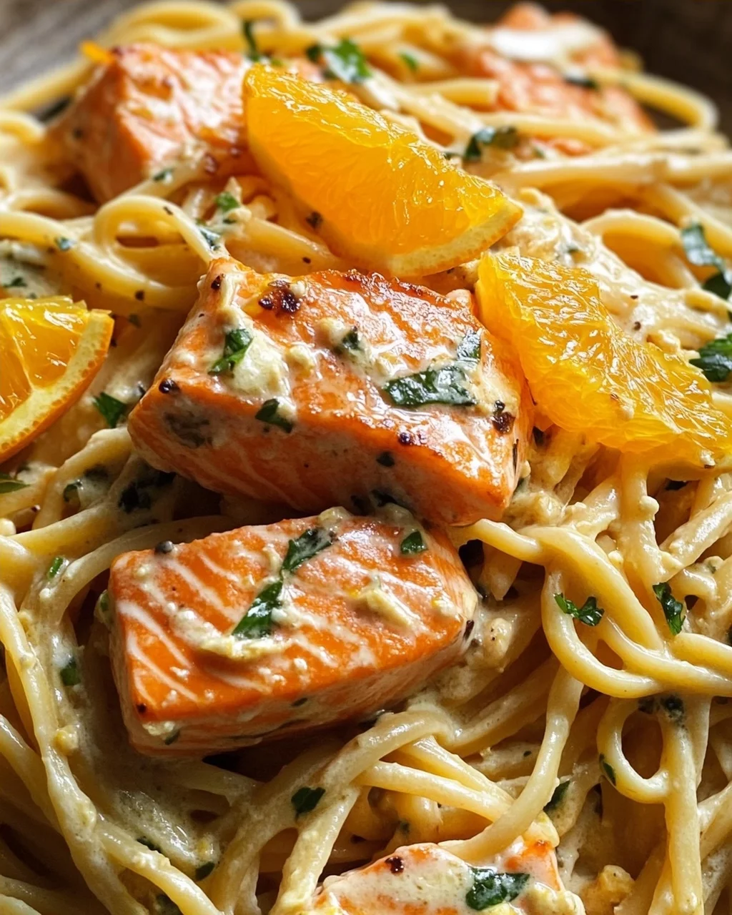Orangen Lachs Pasta
