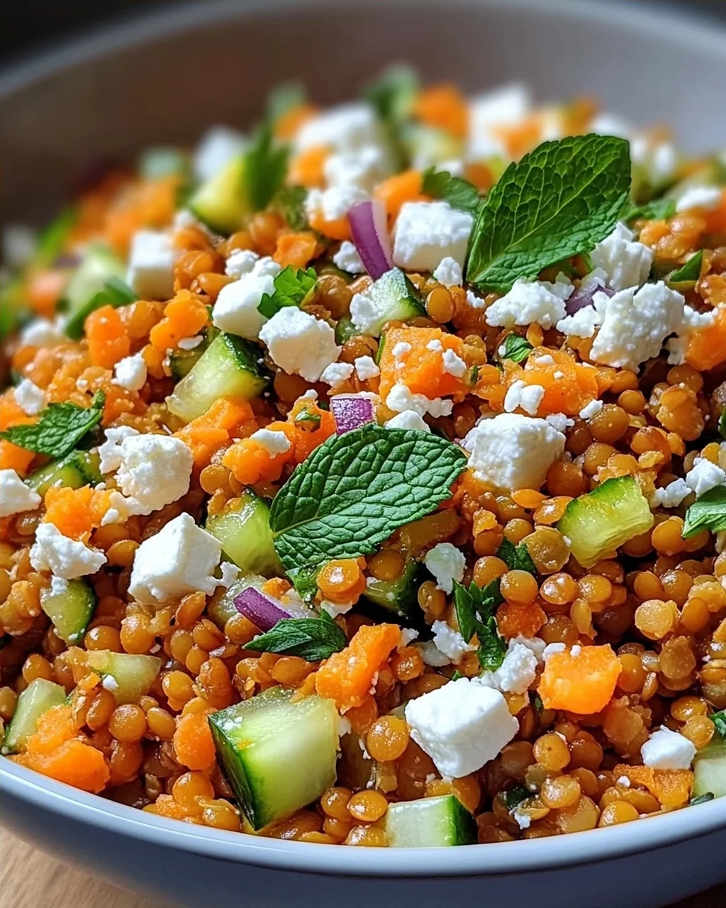 Orientalischer Rote Linsensalat mit Feta