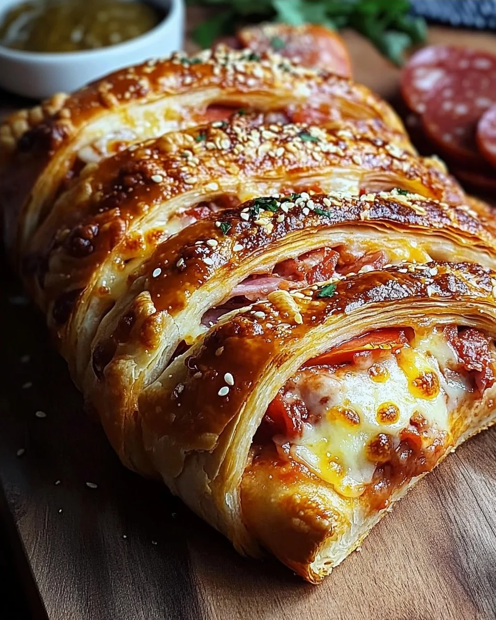 Pizza-Strudel aus fertigem Pizzateig