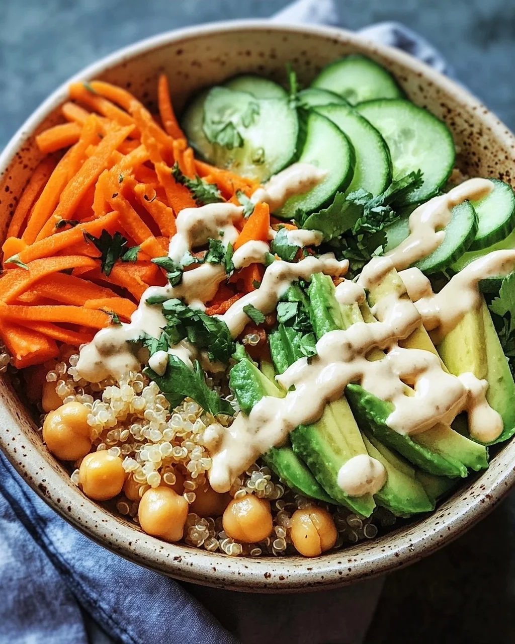 Quinoa-Gemüse-Bowl mit Tahini-Dressing
