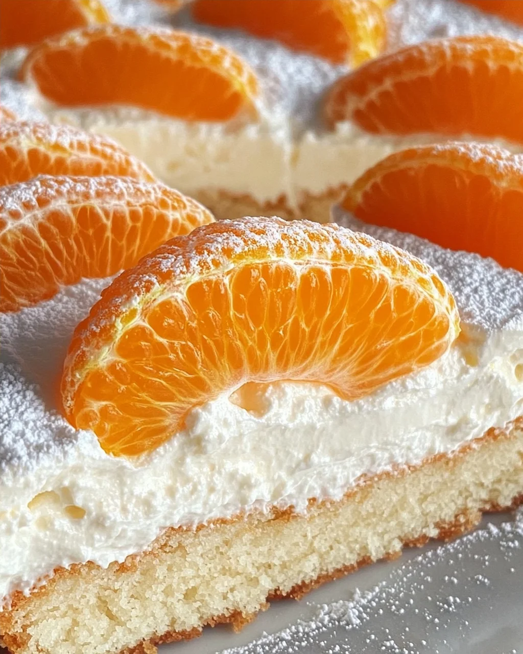 Schneller Schmandkuchen mit Mandarinen vom Blech