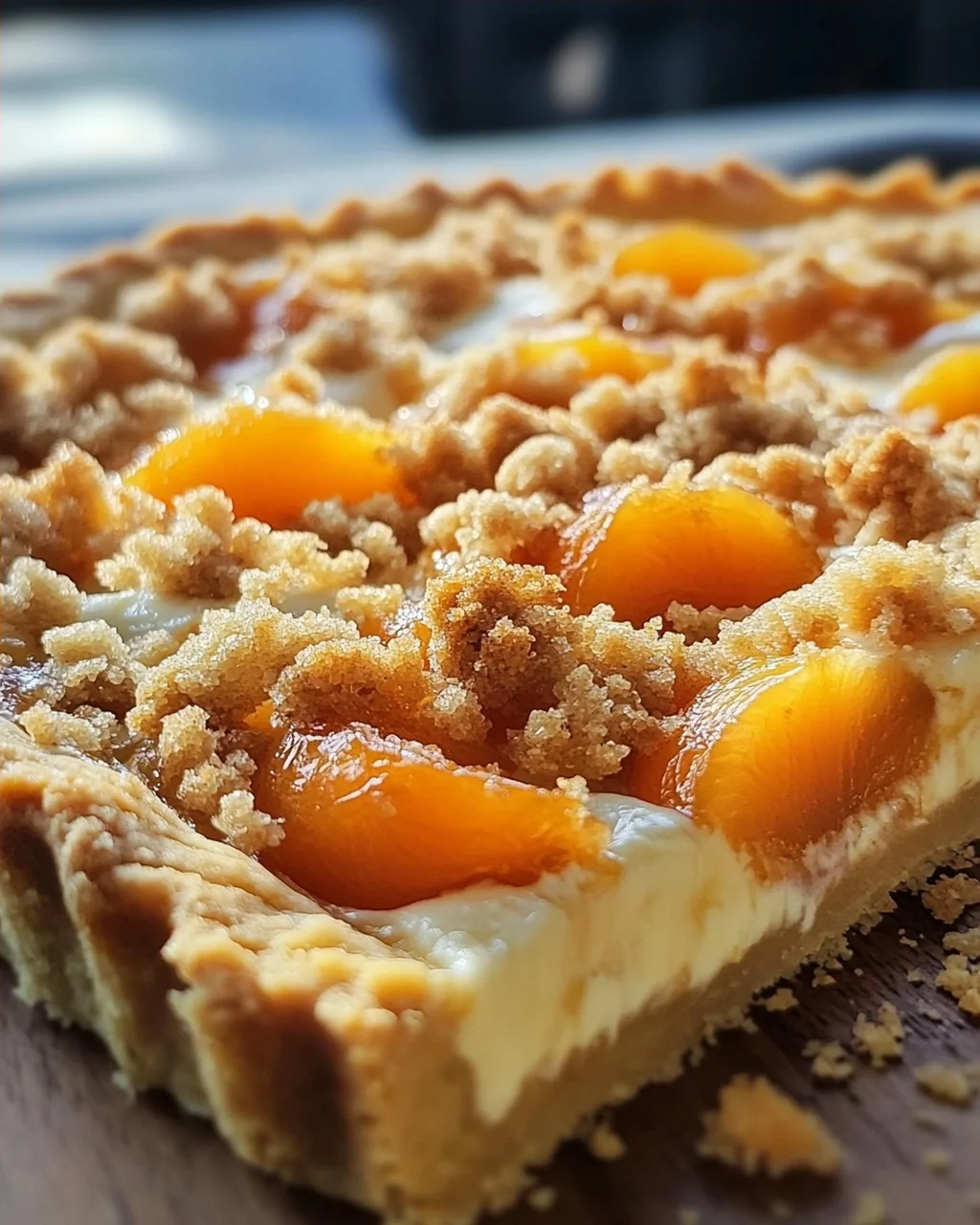 Sommerliche Aprikosentarte mit Skyr und Streuseln