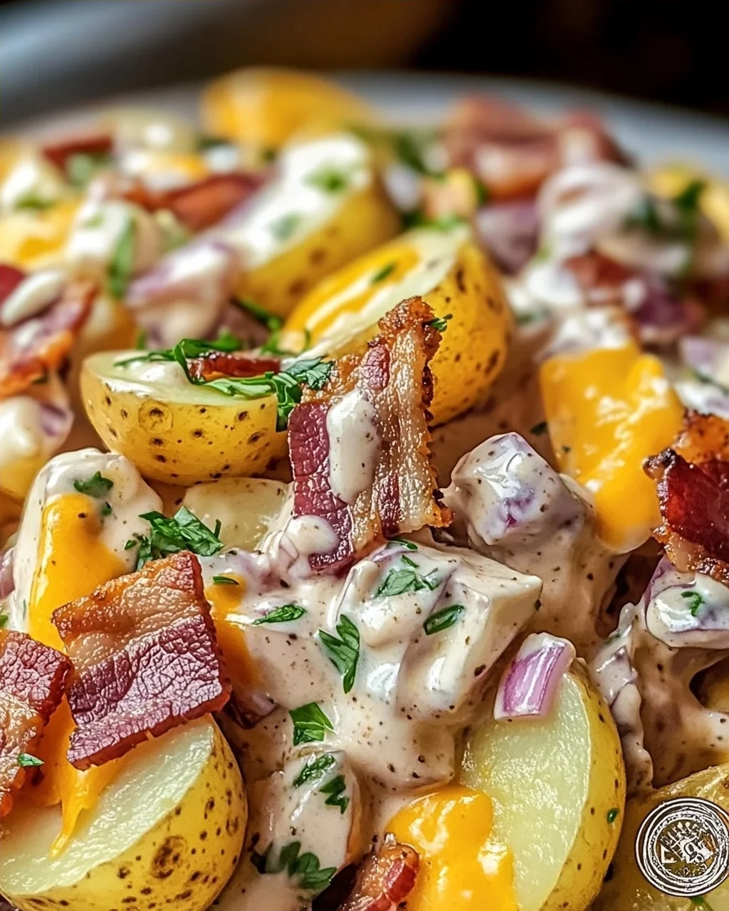 Steakhouse Kartoffelsalat mit Bacon und Cheddar