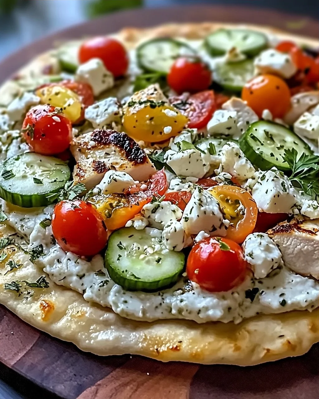 Tzatziki Hähnchen Pizza: Mediterranes Genussfeuer