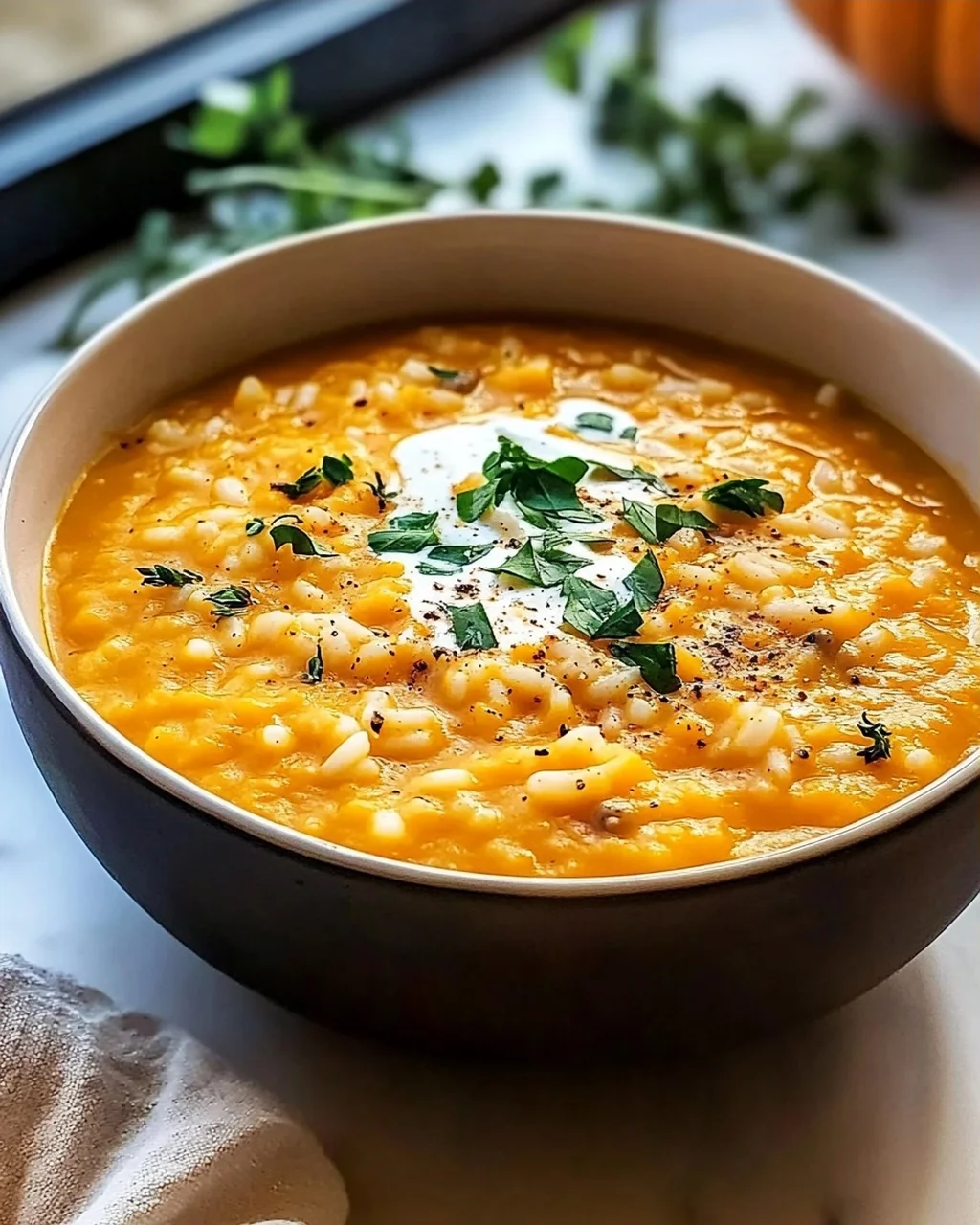 Vegane Kürbisreis Suppe: Cremig, Einfach & Lecker!