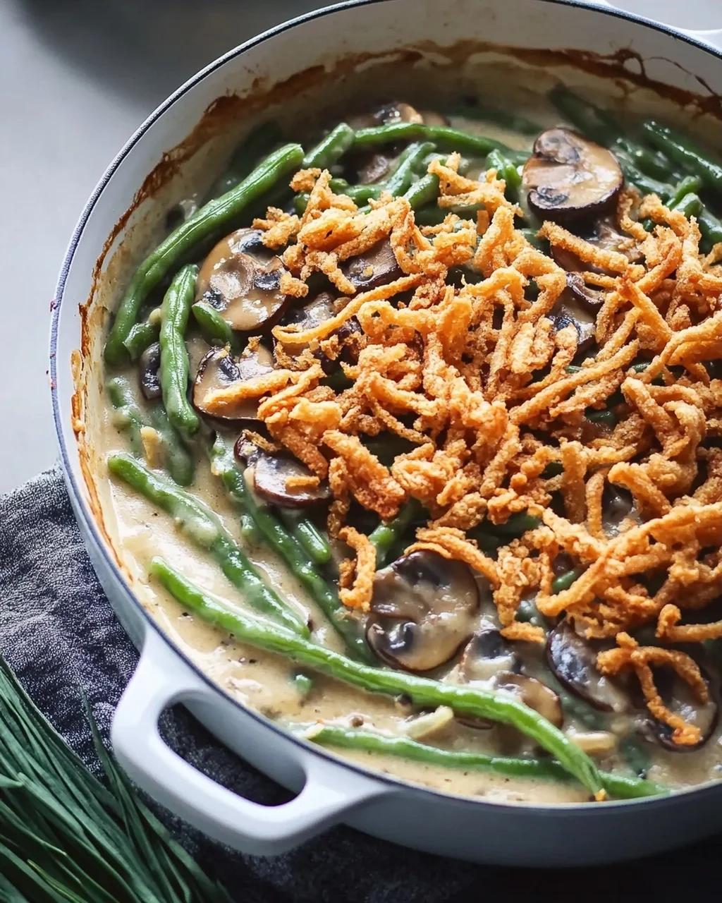 Vegane grüne Bohnenauflauf