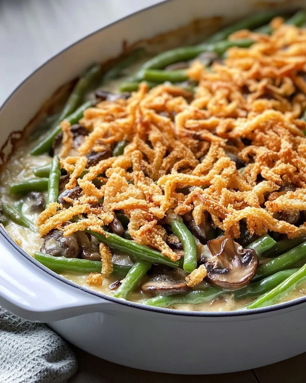 Vegane grüne Bohnenauflauf