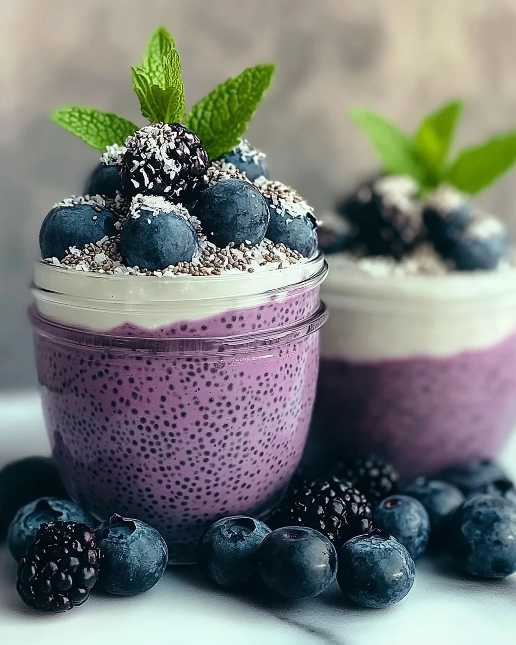 Veganer Blaubeer-Chia-Pudding