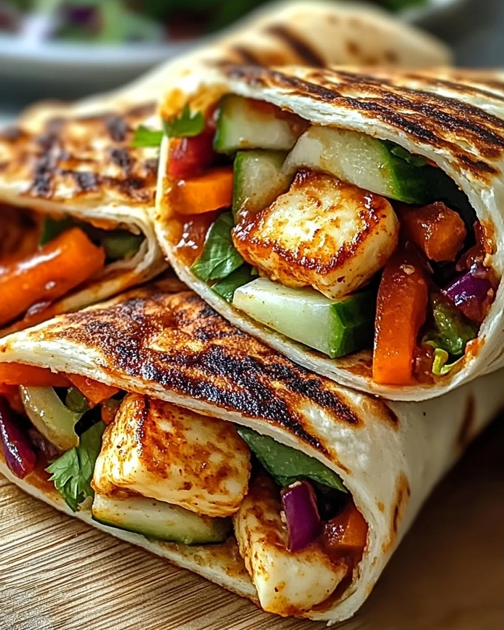 Vegetarische Süß-Chili-Halloumi-Wraps für deinen Genuss