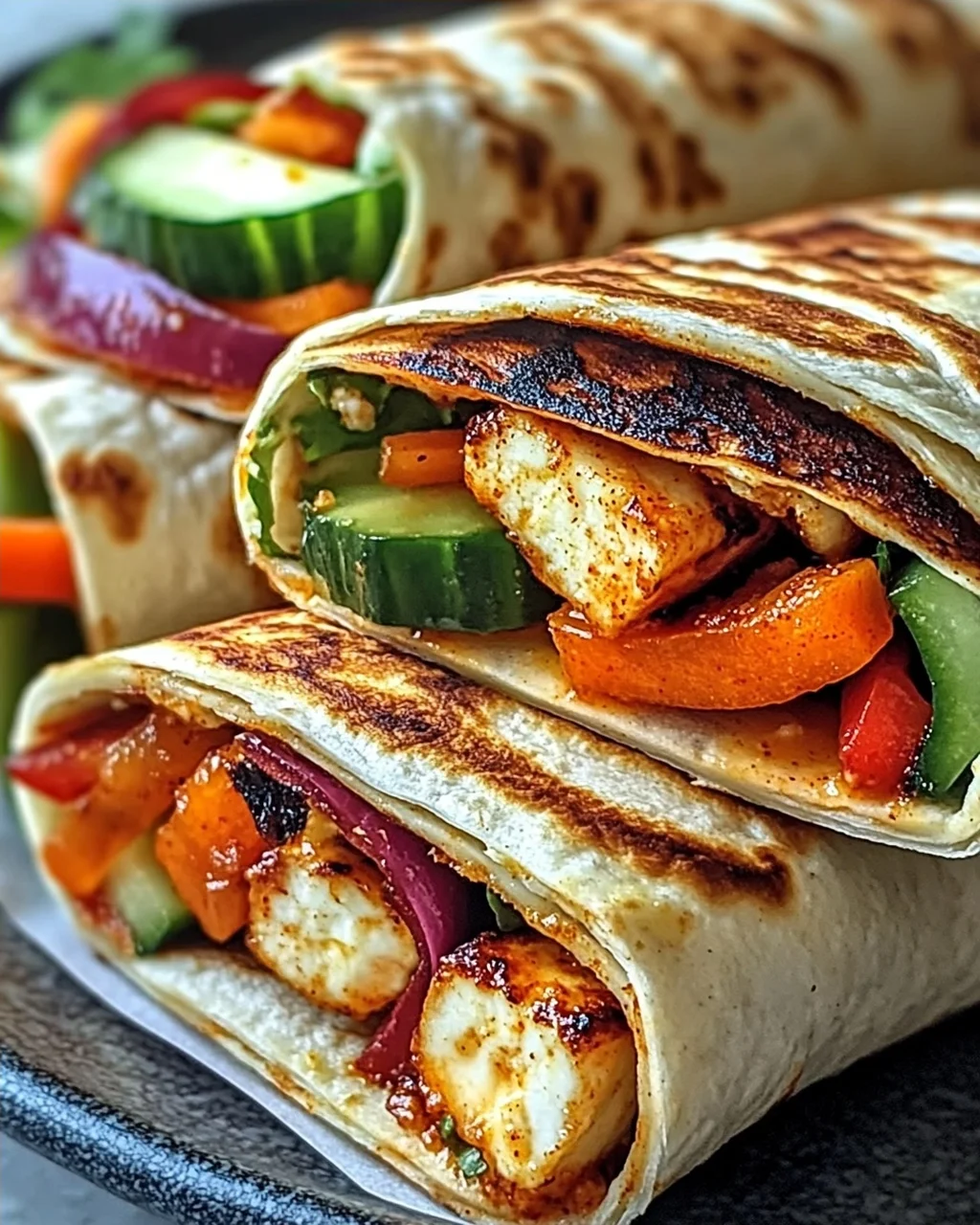 Vegetarische Süß-Chili-Halloumi-Wraps für deinen Genuss